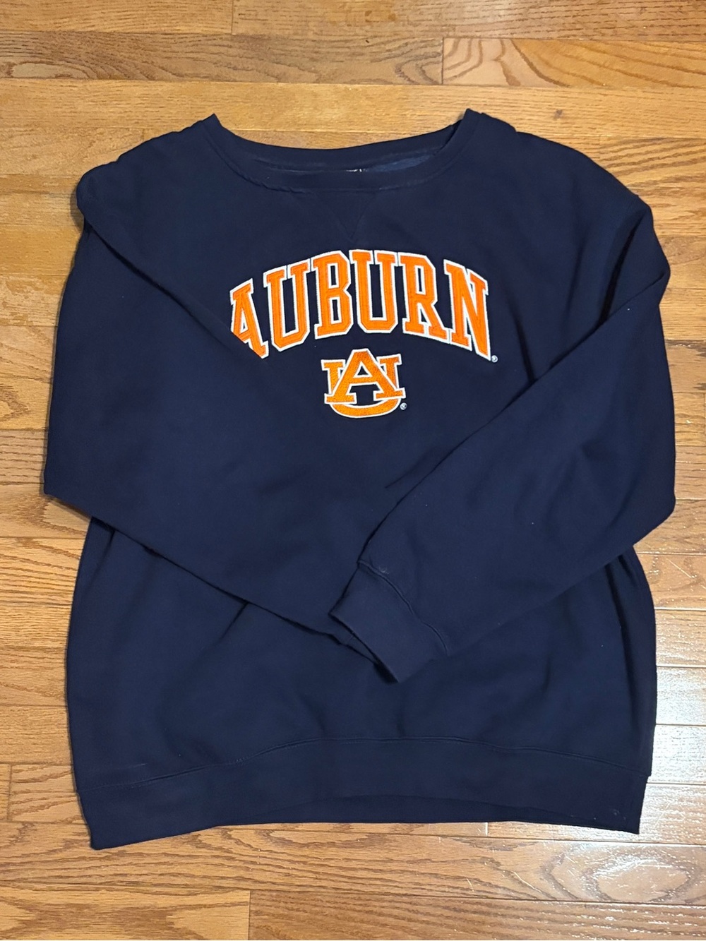 Auburn Navy Crew Sweatshirt with Orange Logo